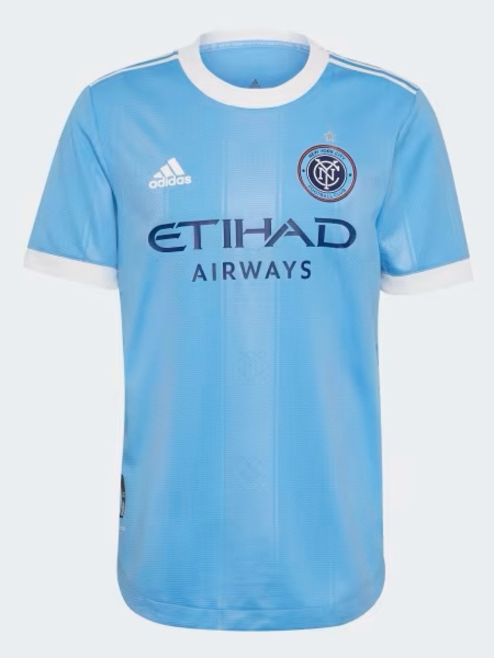 adidas Light Blue NYCFC Soccer NEW YORK CITY FC 21/22 HOME AUTHENTIC JERSEY